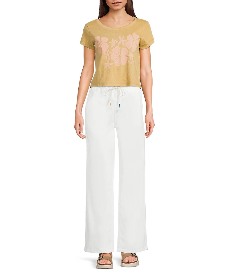 Roxy Plumeria/Hibiscus Printed Short Sleeve T-Shirt