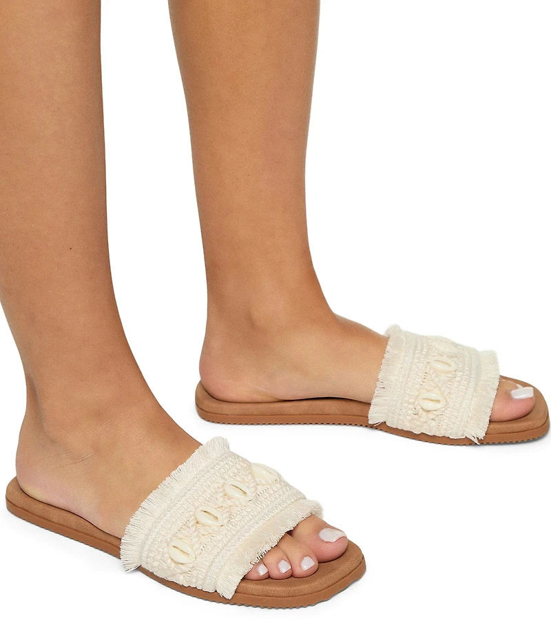 Roxy Positano Crochet Fringe Slide Sandals
