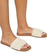 Roxy Positano Crochet Fringe Slide Sandals