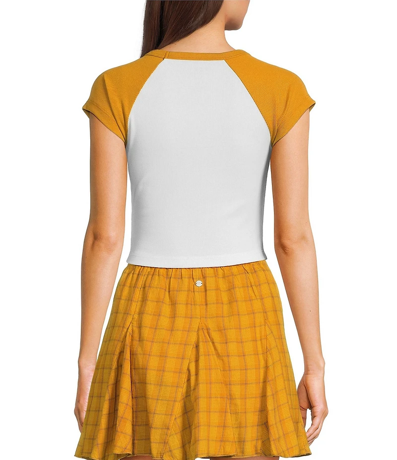 Roxy Retro Heritage Stripe Raglan Sleeve Color Blocked Cropped Baby T-Shirt