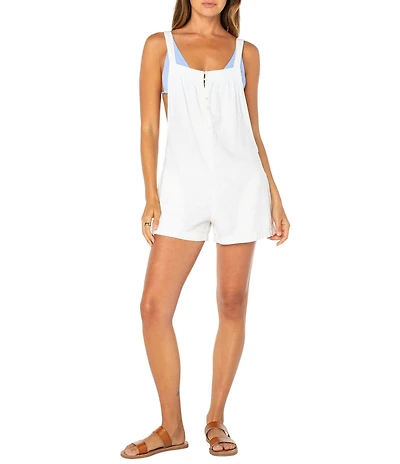Roxy Sail And Bow Sleeveless Linen Blend Romper