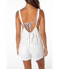 Roxy Sail And Bow Sleeveless Linen Blend Romper