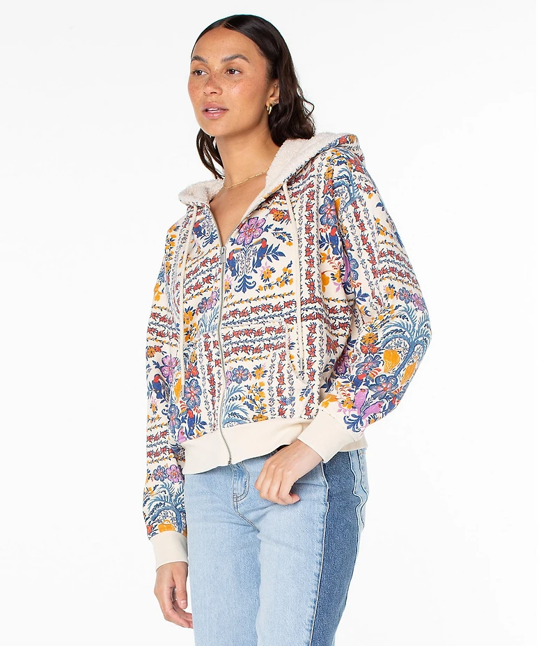 Roxy Savannah Mixed Media Printed Long Sleeve Hooded Jacket