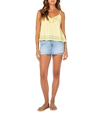 Roxy Shadow Side Sleeveless Lace-Trimmed Tank Top