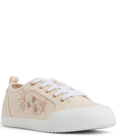 Roxy Shorebreak Floral Embroidery Canvas Lace Up Sneakers