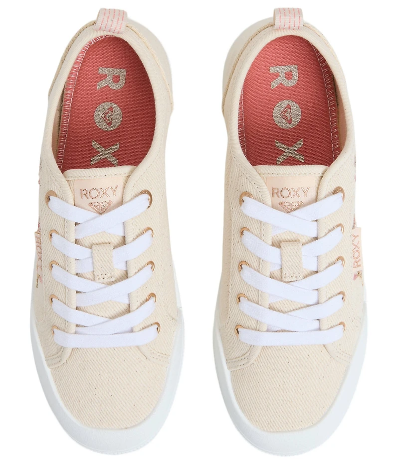 Roxy Shorebreak Floral Embroidery Canvas Lace Up Sneakers