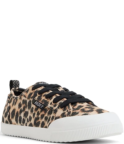 Roxy Shorebreak Leopard Print Fabric Lace Up Sneakers