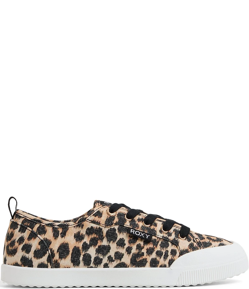 Roxy Shorebreak Leopard Print Fabric Lace Up Sneakers