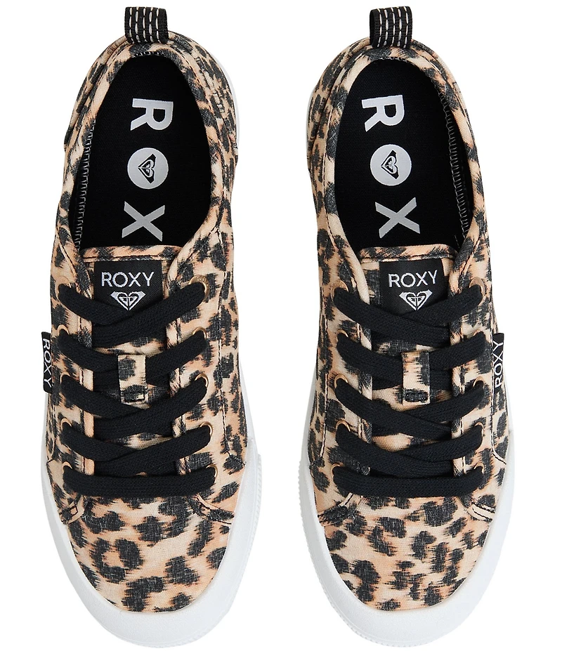 Roxy Shorebreak Leopard Print Fabric Lace Up Sneakers