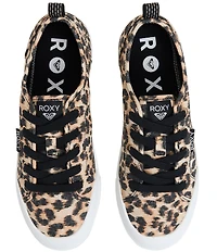 Roxy Shorebreak Leopard Print Fabric Lace Up Sneakers