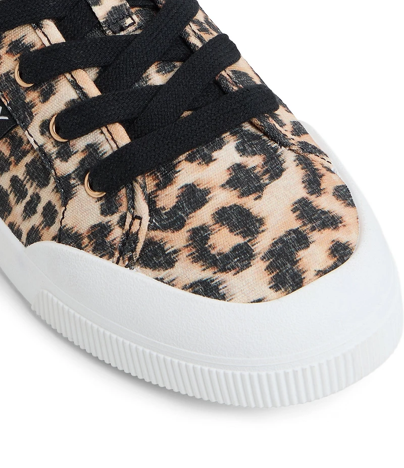 Roxy Shorebreak Leopard Print Fabric Lace Up Sneakers