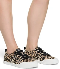 Roxy Shorebreak Leopard Print Fabric Lace Up Sneakers