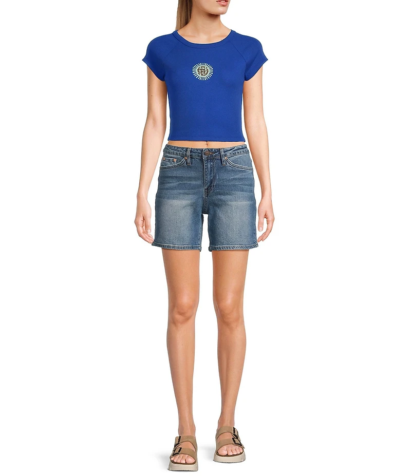 Roxy Slow Dive Raglan Sleeve Cropped T-Shirt