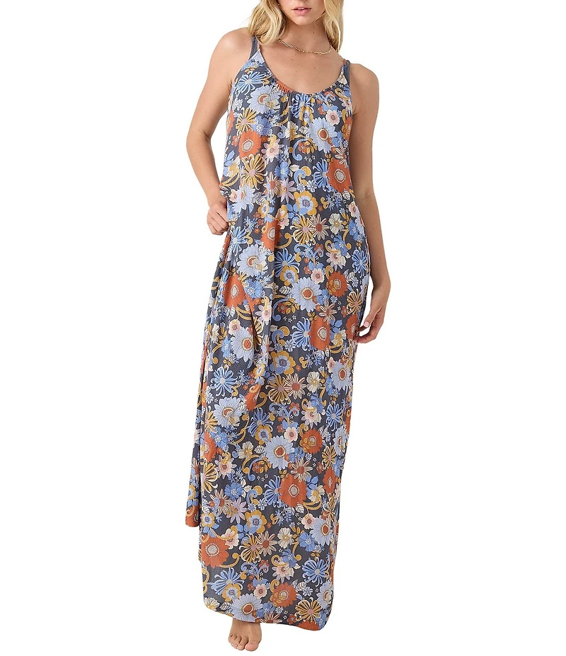 Roxy Soul Flower Scoop Neck Maxi Dress Swim Cover-Up