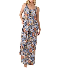 Roxy Soul Flower Scoop Neck Maxi Dress Swim Cover-Up
