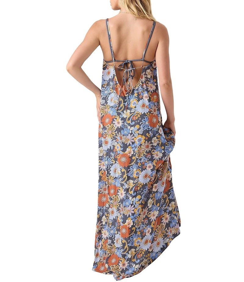 Roxy Soul Flower Scoop Neck Maxi Dress Swim Cover-Up