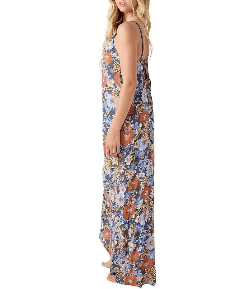 Roxy Soul Flower Scoop Neck Maxi Dress Swim Cover-Up