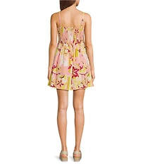 Roxy Spring Fling Linen Blend Floral Print Sleeveless Mini Dress