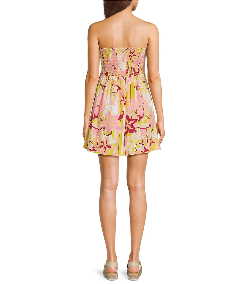 Roxy Spring Fling Linen Blend Floral Print Sleeveless Mini Dress