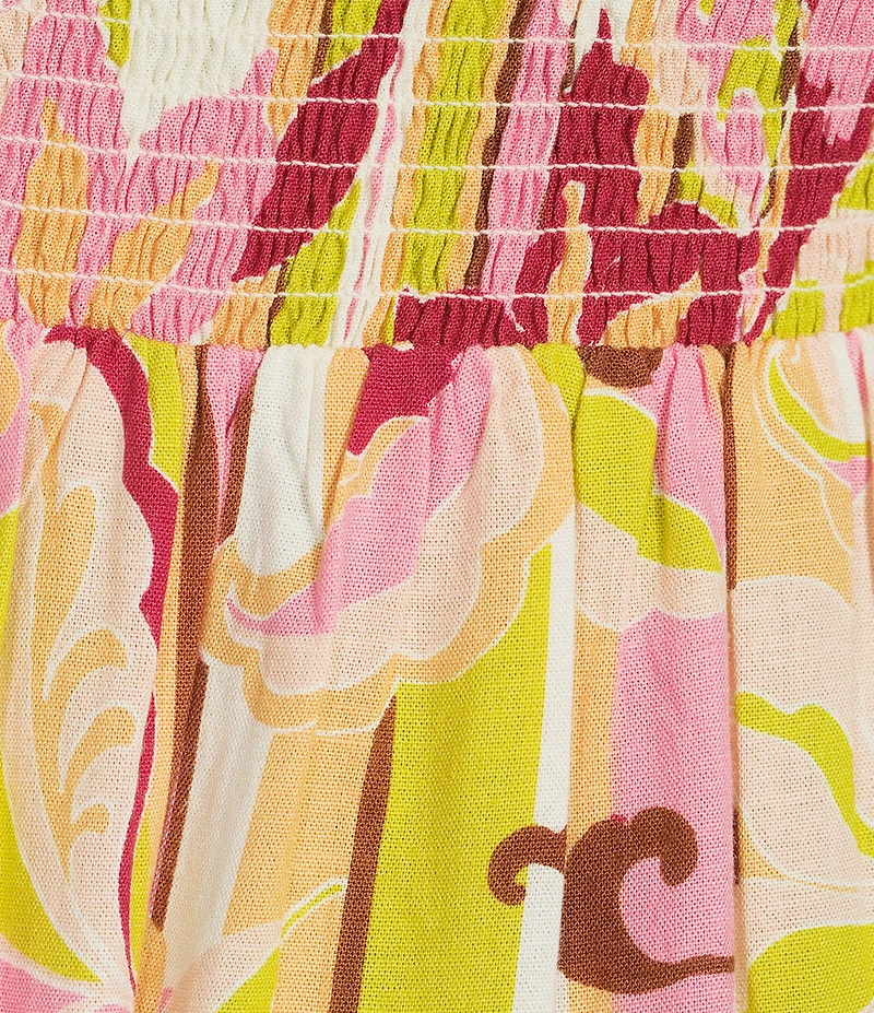 Roxy Spring Fling Linen Blend Floral Print Sleeveless Mini Dress