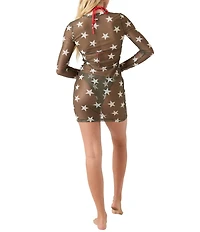Roxy Star Daze Mesh Long Sleeve Swim Cover-Up Dress