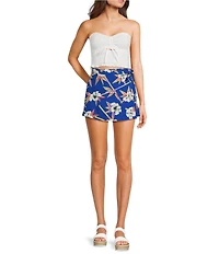 Roxy Zola Hibiscus Printed Linen Blend Skirt