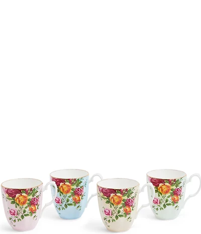 Royal Albert Old Country Roses Mug 4-Piece Set, Mixed Colors