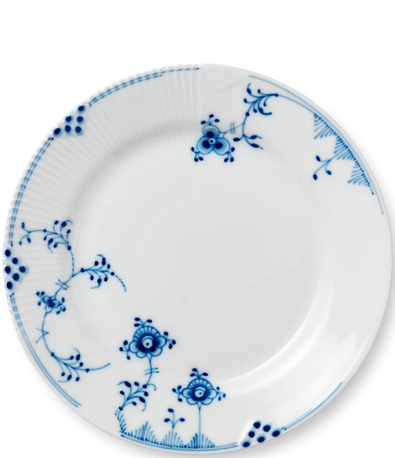 Royal Copenhagen Blue Elements Floral Pattern Geometric Motif Salad Plate