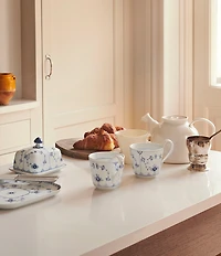 Royal Copenhagen Blue Fluted Plain Floral Motif Pattern Porcelain Butter Dish