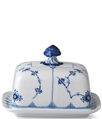 Royal Copenhagen Blue Fluted Plain Floral Motif Pattern Porcelain Butter Dish