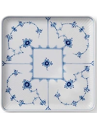 Royal Copenhagen Blue Fluted Plain Floral Motif Pattern Porcelain Large Square Plate