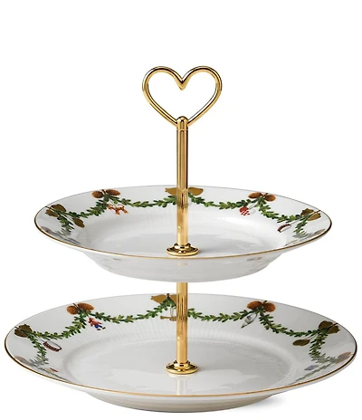 Royal Copenhagen Star Fluted Christmas 2-Tier Etagere