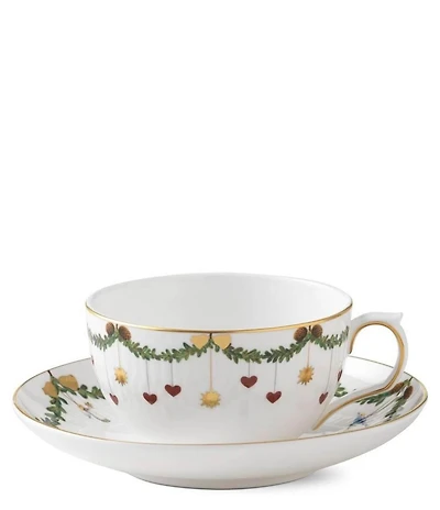 Royal Copenhagen Star Fluted Christmas Teacup and Saucer