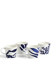 Royal Doulton 1815 Pacific Mug Mixed Patterns Blue - Set of 4
