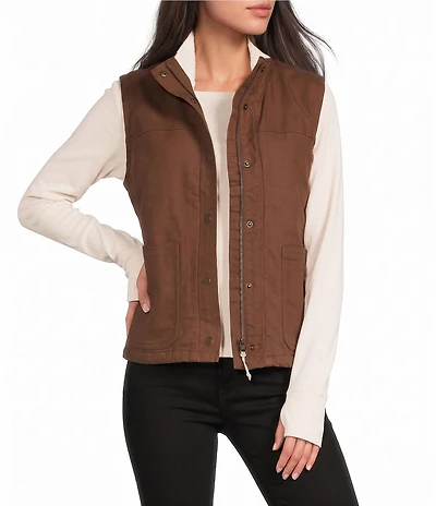 Royal Robbins El Cap Stretch Canvas Stand Collar Sleeveless Snap Front Vest