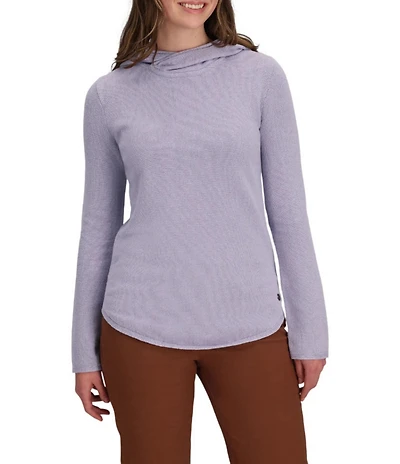 Royal Robbins Headlands Cotton Blend Hemp Hooded Cowl Neck Long Sleeves Scalloped Hem Sweater