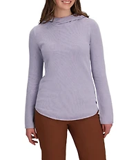 Royal Robbins Headlands Cotton Blend Hemp Hooded Cowl Neck Long Sleeves Scalloped Hem Sweater