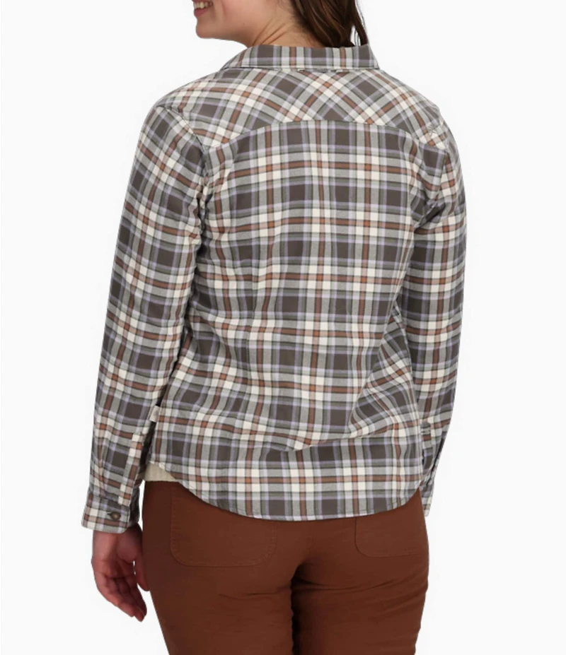 Royal Robbins Lieback Organic Cotton Plaid Print Point Collar Button Front Flannel Shirt