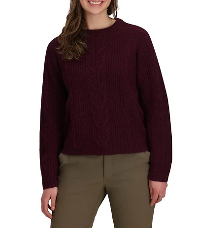 Royal Robbins Rockcraft Cable Merino Wool Double Layer Mock Neck Long Sleeve Sweater