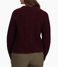 Royal Robbins Rockcraft Cable Merino Wool Double Layer Mock Neck Long Sleeve Sweater