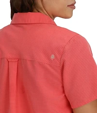 Royal Robbins Women's Desert Pucker Point Collar Short Sleeve Button Front Boxy Top
