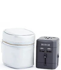 ROYCE New York International Travel Adapter and Leather Case