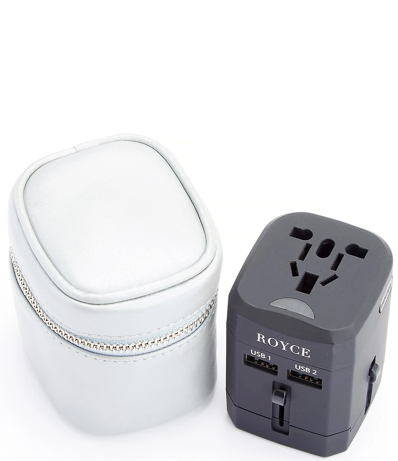 ROYCE New York International Travel Adapter and Leather Case
