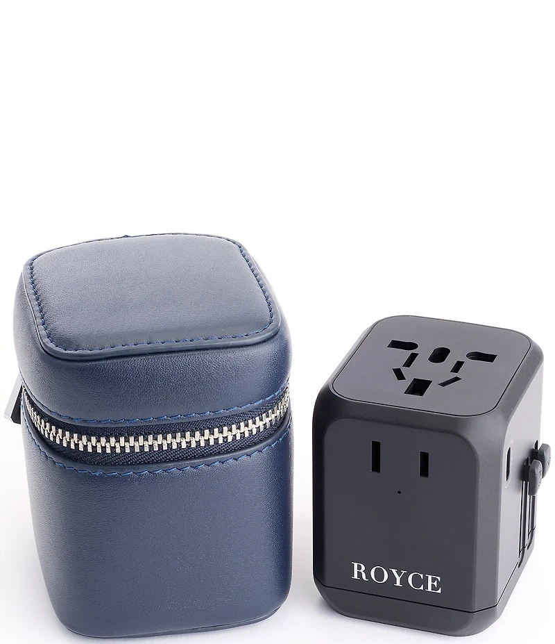 ROYCE New York International Travel Adapter and Leather Case