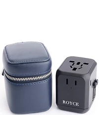 ROYCE New York International Travel Adapter and Leather Case
