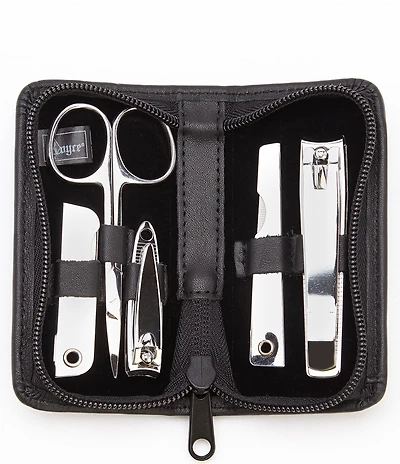 ROYCE New York Leather Deluxe Chrome Plated Mini-Manicure Kit