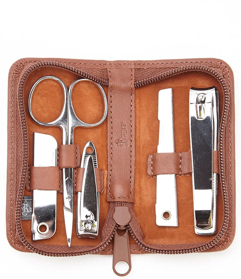 ROYCE New York Leather Deluxe Chrome Plated Mini-Manicure Kit