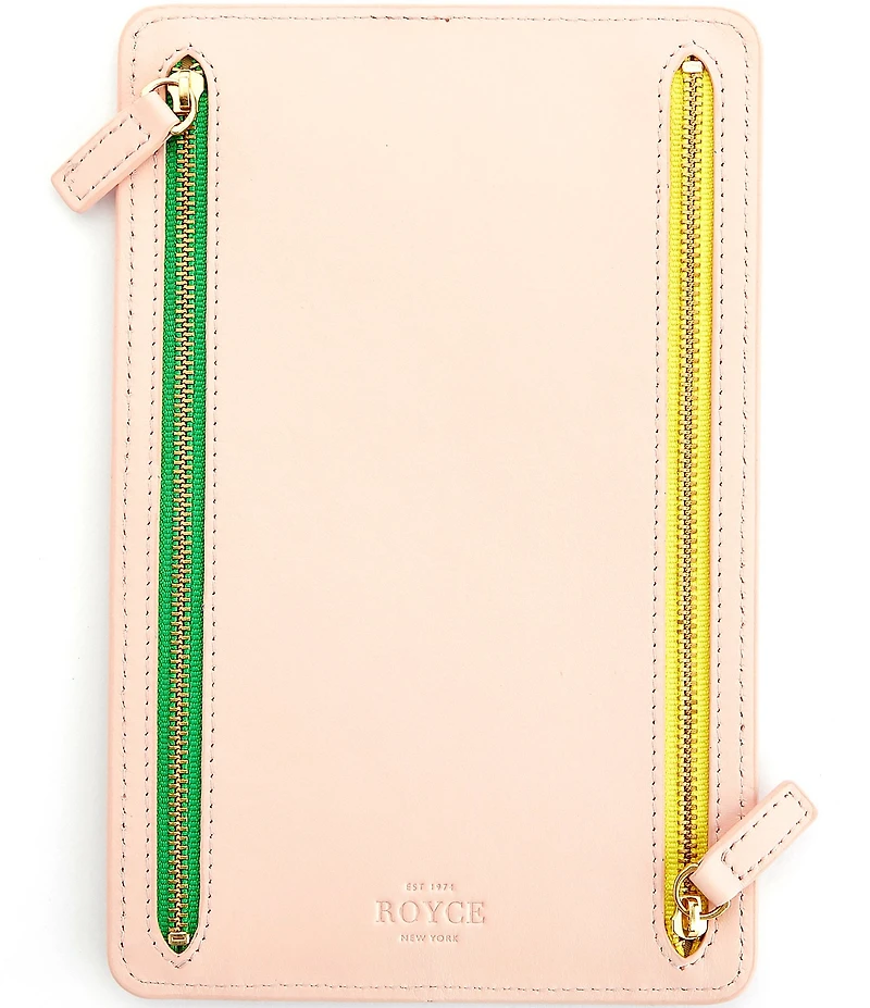 ROYCE New York Leather RFID Blocking Four Zip Organizer Travel Case