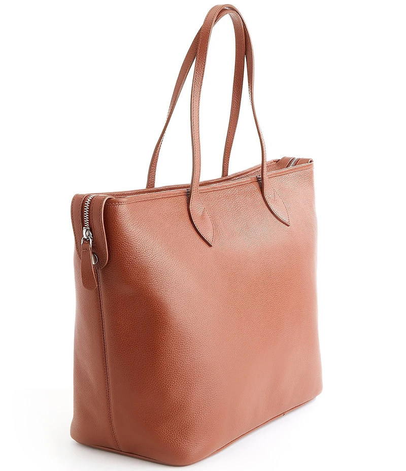 ROYCE New York Pebbled Grain Wide Tote Bag with Wristlet