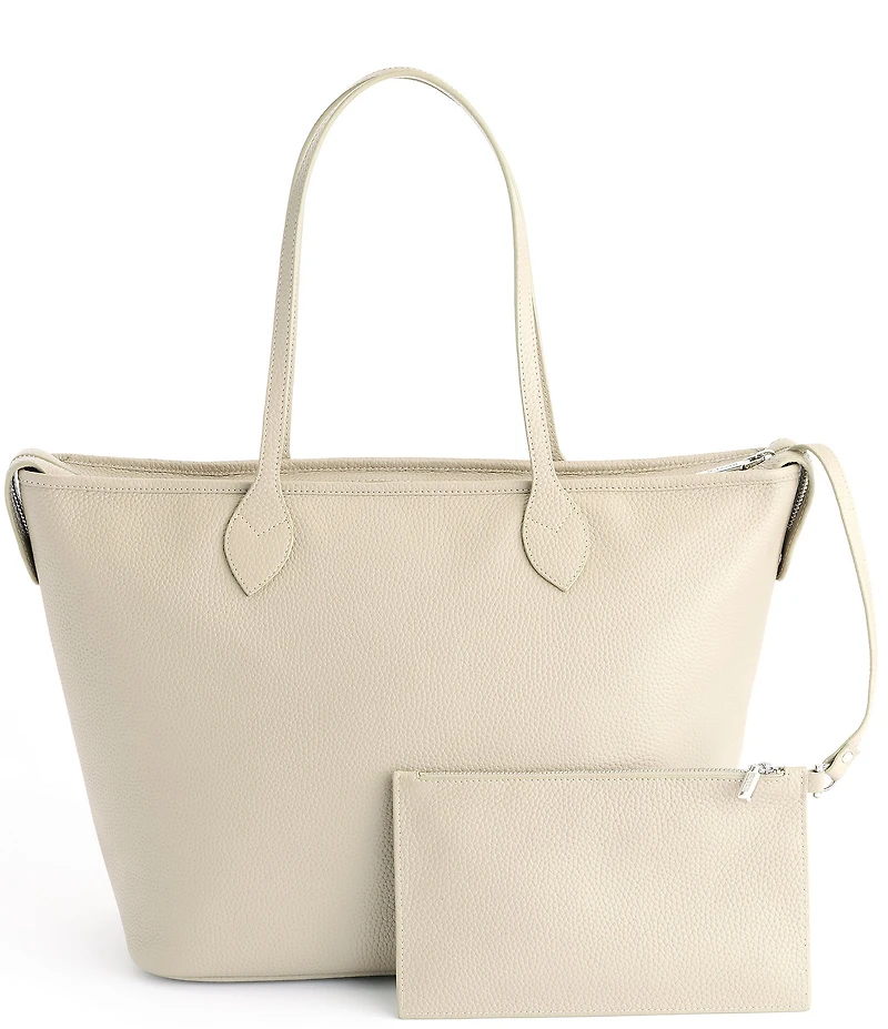 ROYCE New York Pebbled Grain Wide Tote Bag with Wristlet